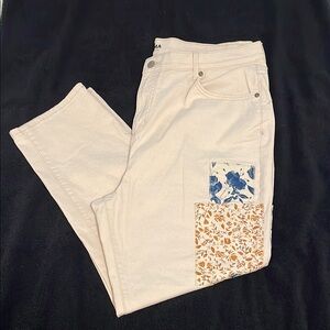 Sonoma Cream Jeans with Floral Patches new womens size 18